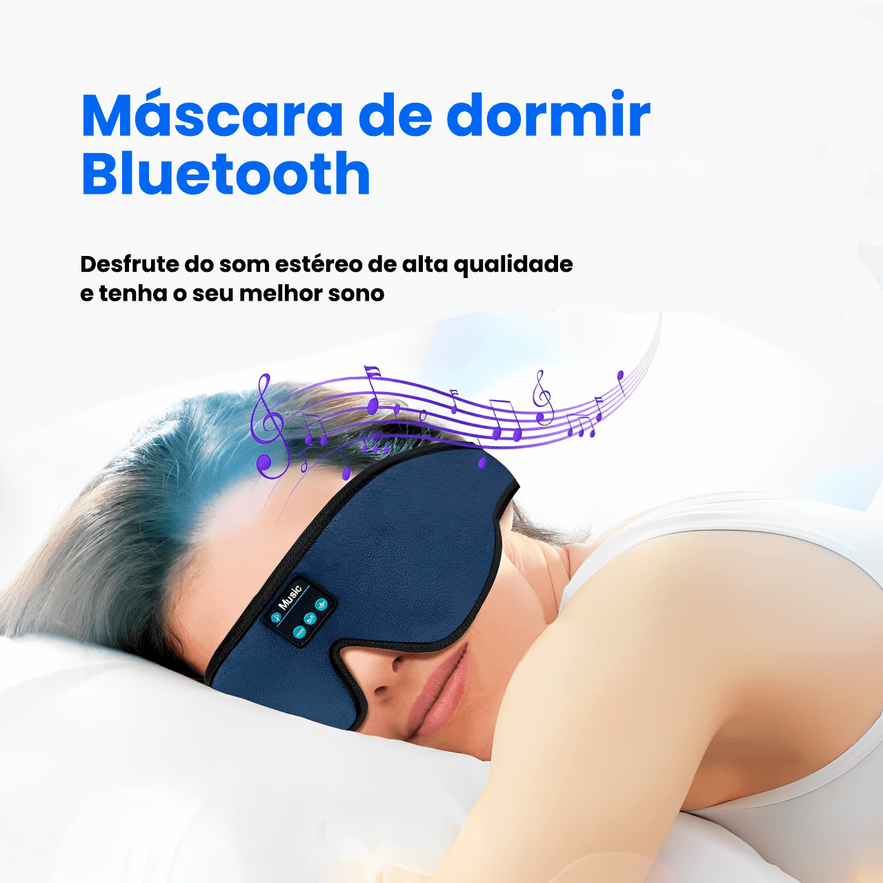 Máscara de Dormir com Fones Bluetooth Integrados – Conforto e Música para um Sono Tranquilo